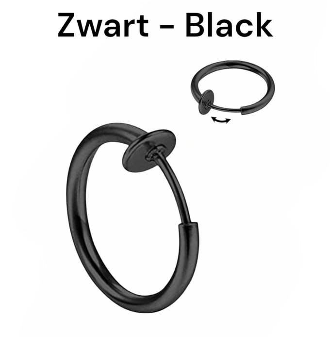 Cabantis® Zwart Fake Piercing - Sieraden - 10 mm Diameter & 1,6 mm Staafdikte