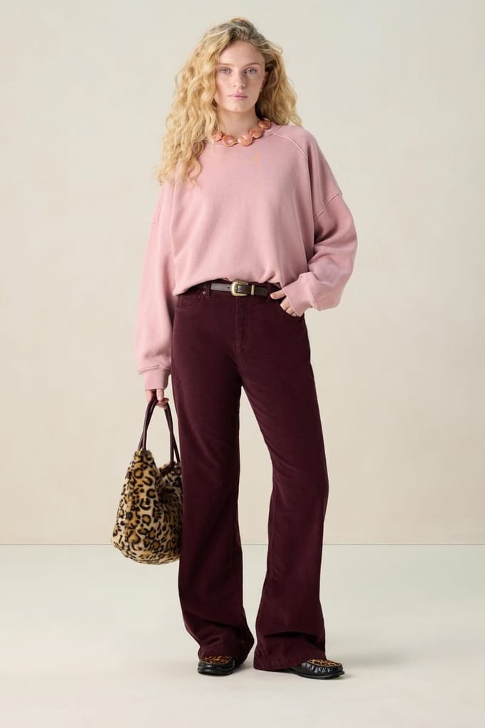 Sissy-Boy - Donkerrode straight leg corduroy broek