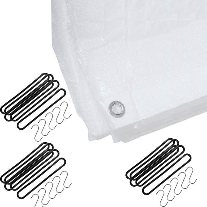FX Tools - Afdekzeil wit 3 x 4 meter met 15x spanrubbers en S-haken