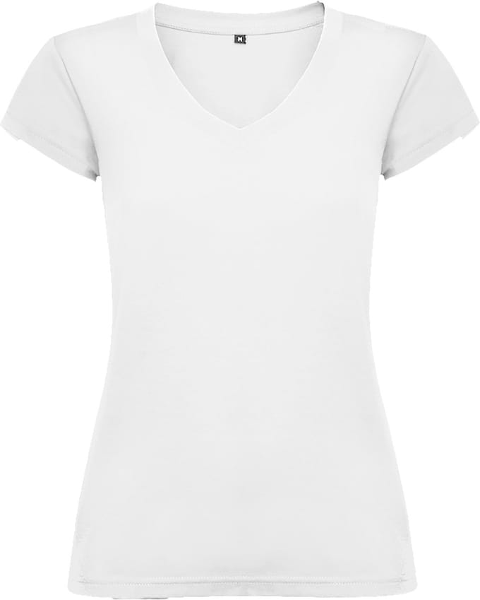 Dames V-hals getailleerd t-shirt model Victoria Wit maat 2XL