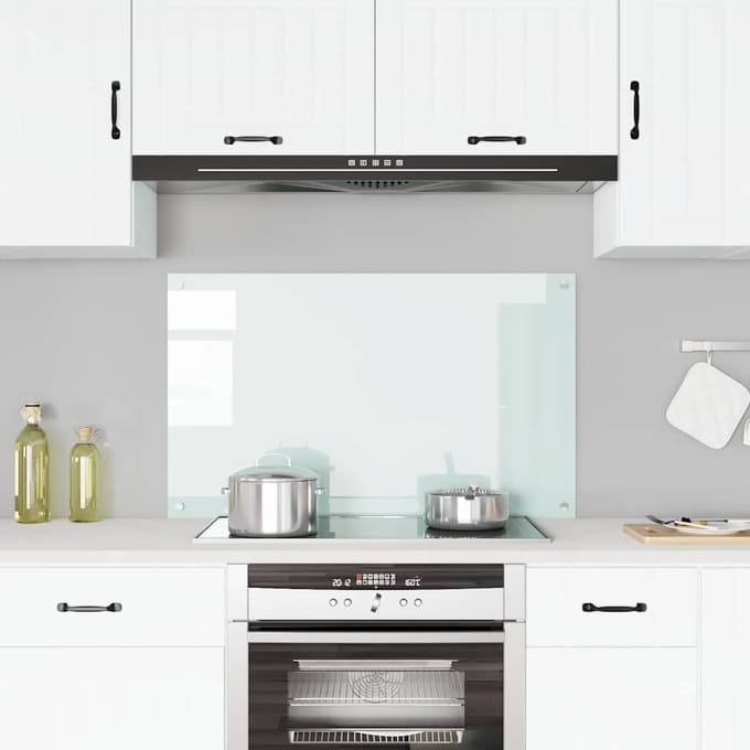 vidaXL - Spatscherm - keuken - 100x60 - cm - gehard - glas - melkwit