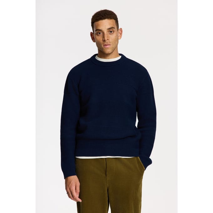Shiwi Perry Regular Fit Structured Pullover Blue Dark Navy Größe: S | Pullover Outlet | Herren | Blau