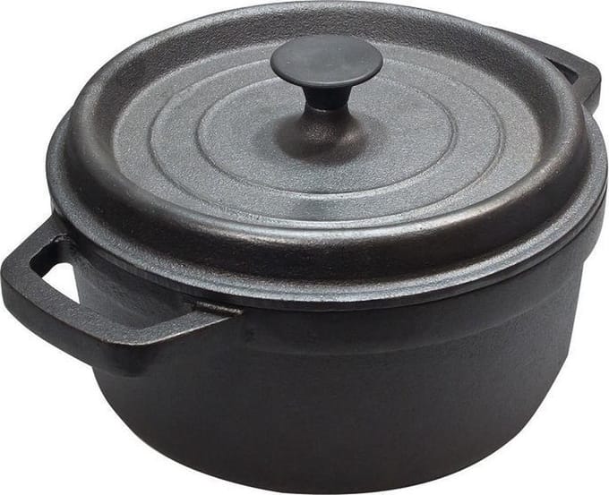 Cast Iron - Braadpan - Gietijzer - Met deksel - Ø20x9cm - Zwart
