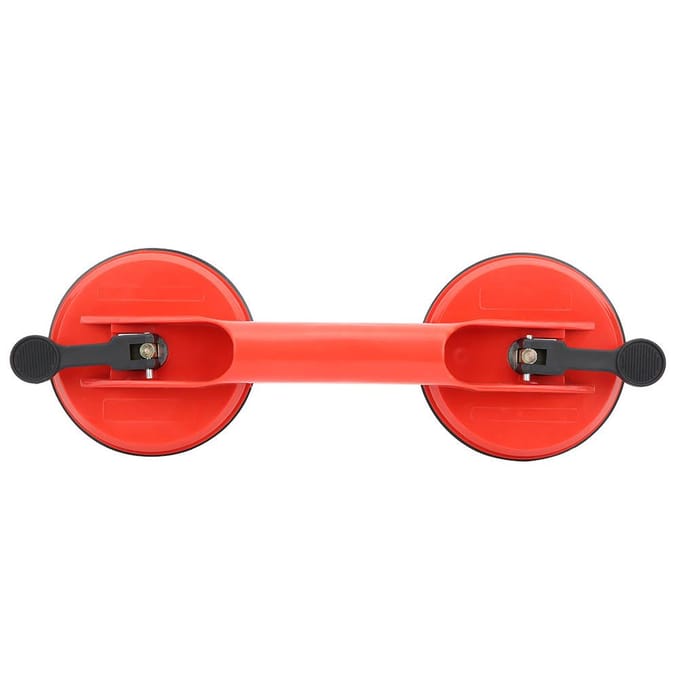 Dubbele Zuignap Rode Plastic Dubbelkop Glaszuiger Tegel Vloer Afzuiger 11.5cm red
