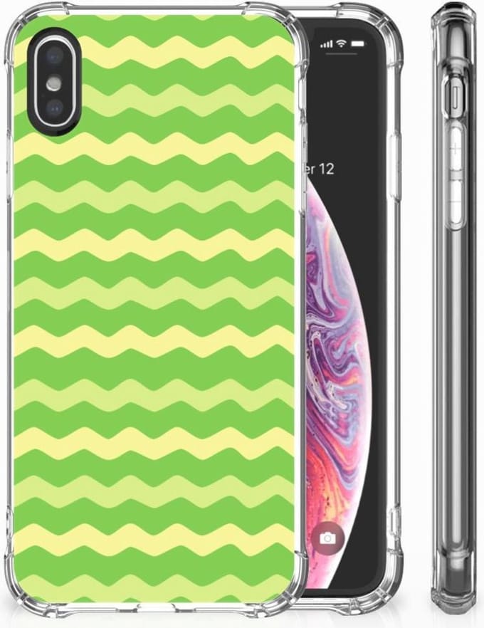 Apple iPhone X | Xs Doorzichtige Silicone Hoesje Waves Green