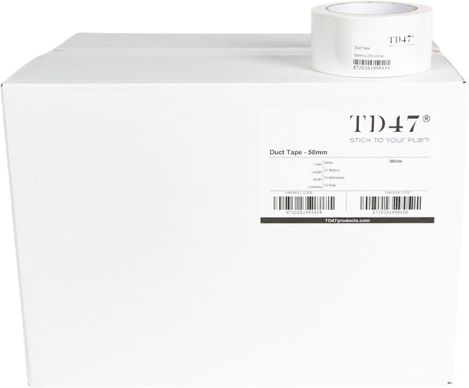 TD47 Ducttape 50mm x 25m Wit (Doos 30 Rol)
