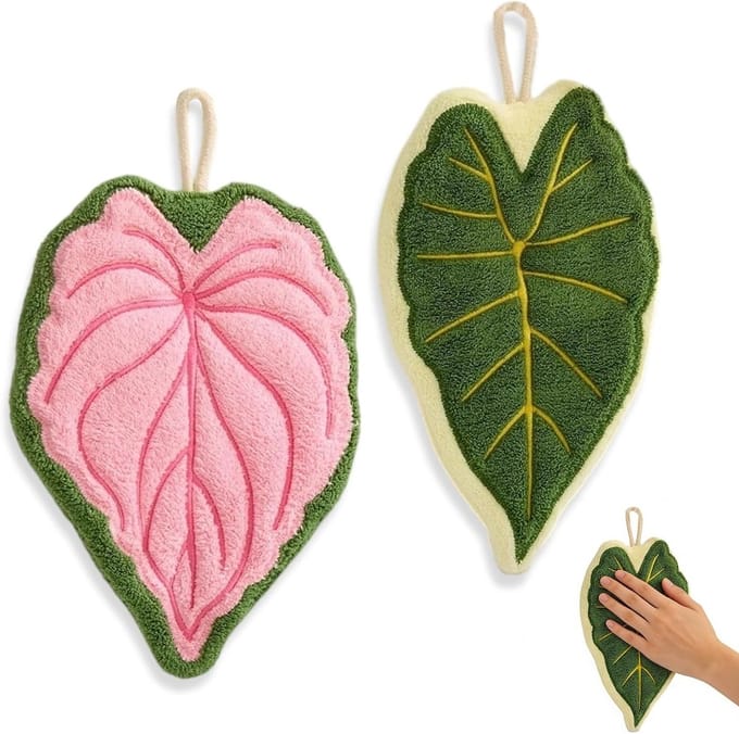 Solidchoice - Set van 2 Absorberende Keukenhanddoeken met Plant Design