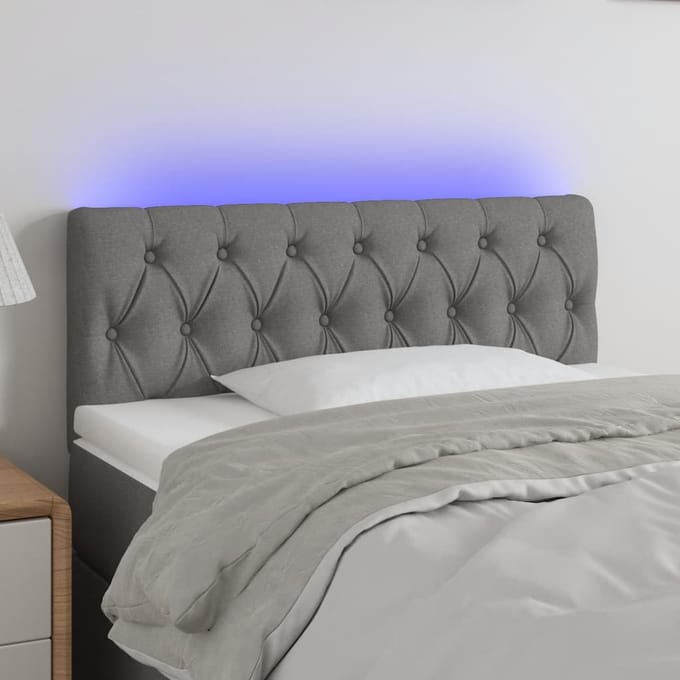 vidaXL - Hoofdbord - LED - 90x7x78/88 - cm - stof - donkergrijs