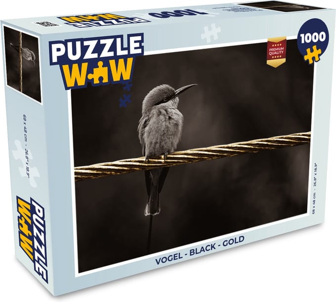 Puzzel Vogel - Black - Gold - Legpuzzel - Puzzel 1000 stukjes volwassenen