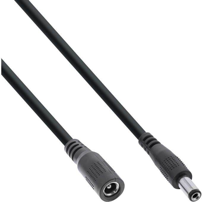 DC verlengkabel | 5,5 x 2,5mm | max. 140W | AWG18 | zwart | 2 meter