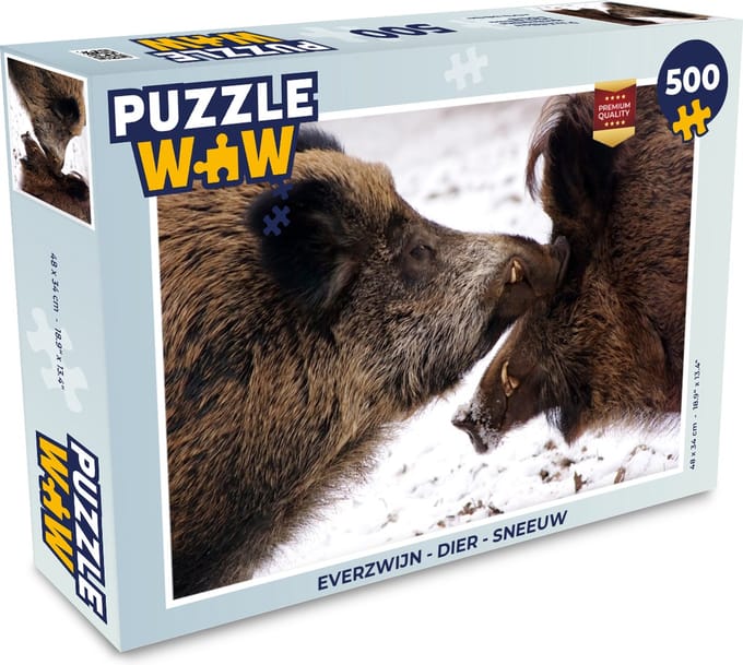 Puzzel Everzwijn - Dier - Sneeuw - Legpuzzel - Puzzel 500 stukjes