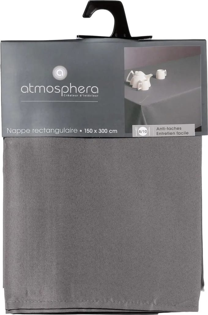 Atmosphera Tafelkleed - 300 x 150 cm - grijs - Eettafel tafellakens - polyester