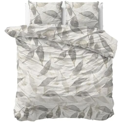 Sleeptime Dekbedovertrek Foliage Grijs - Eenpersoons 140 x 200/220 cm + 1 kussensloop