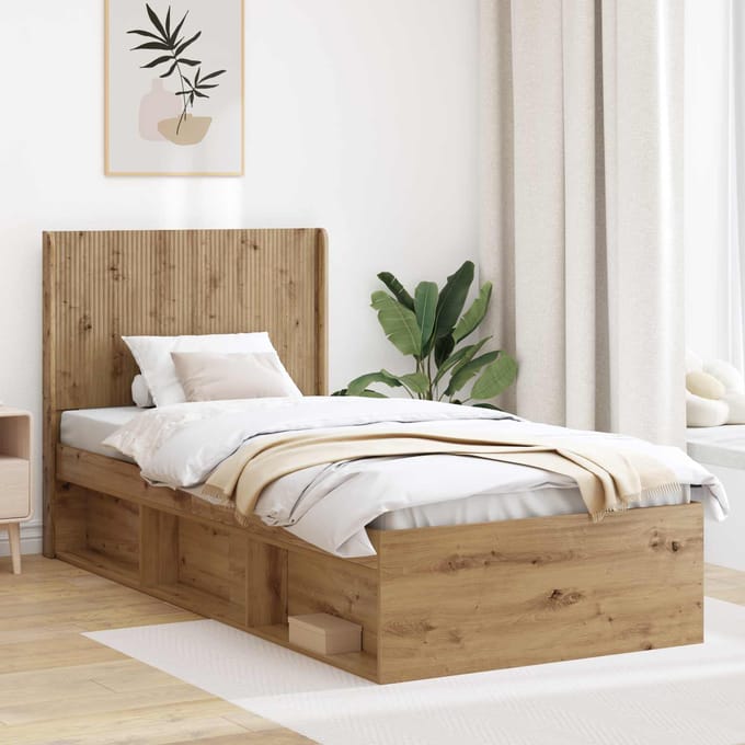 vidaXL - Hoofdbord - Artisanaal - eiken - Bewerkt - hout