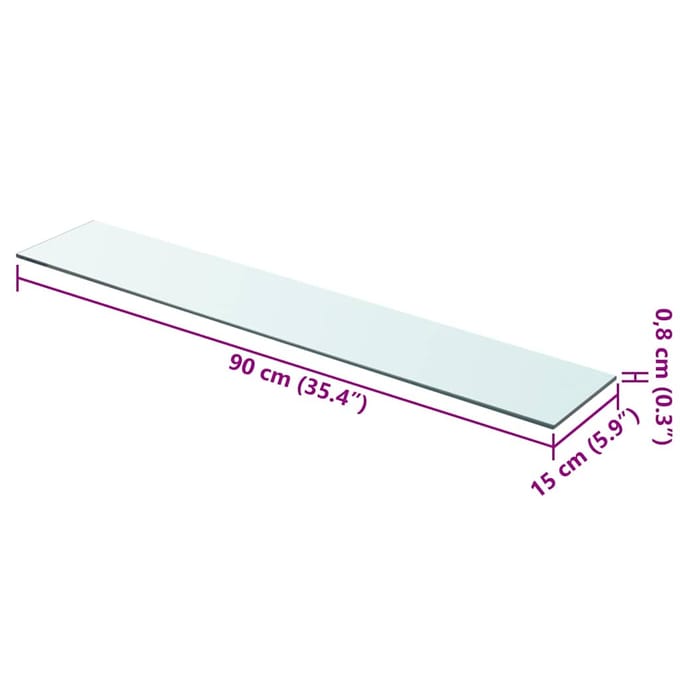 vidaXL - Wandschap - transparant - 90x15 - cm - glas