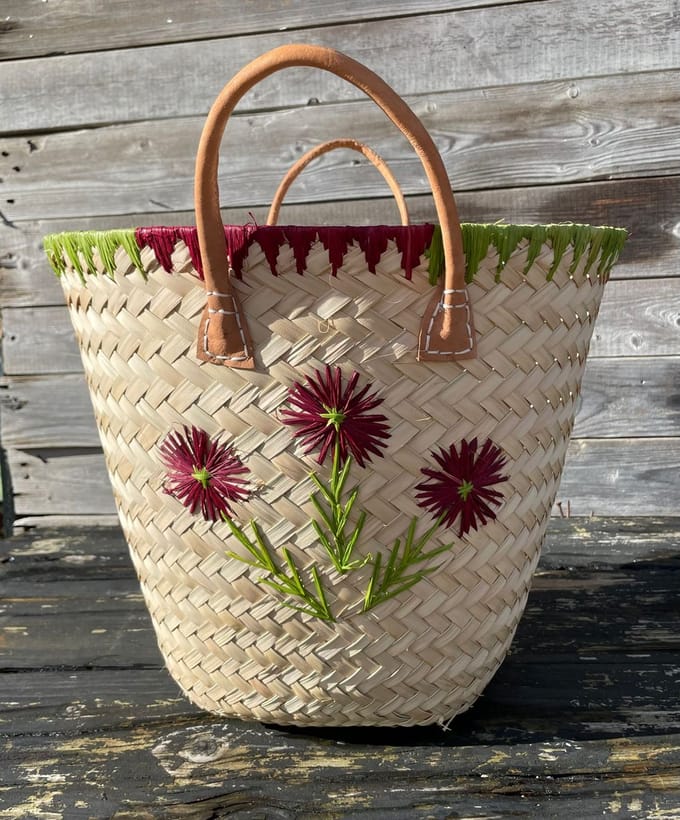 Mand met leren handvatten - Pomme Chatelaine.nl