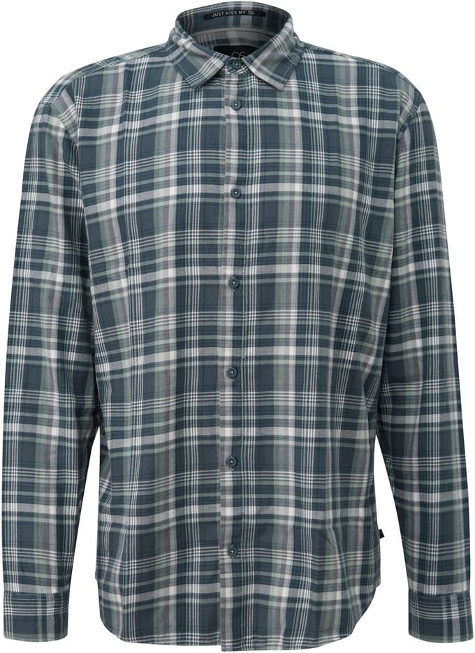 Overhemd met lange mouwen in flanel met splitmanchetten QS