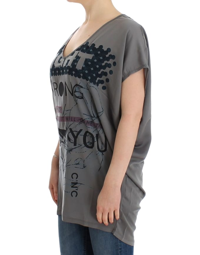 Costume National Grijs V-hals lange t-shirt