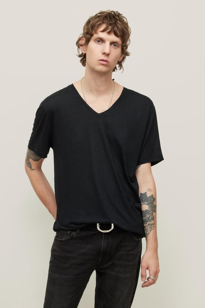 John Varvatos Astor Regular Fit Ss V-n Black Taglia: M | Magliette basic Outlet | Uomo | Nero