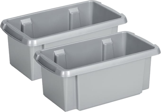 Sunware Opslagbox Nesta - 8x - kunststof - 7L - grijs - 38 x 21 x 14 cm - stapelbaar