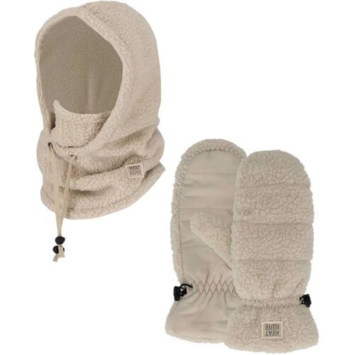 Heatkeeper Dames Winter Thermo Set - Balaclava + Wanten - Teddy - Off White - One Size