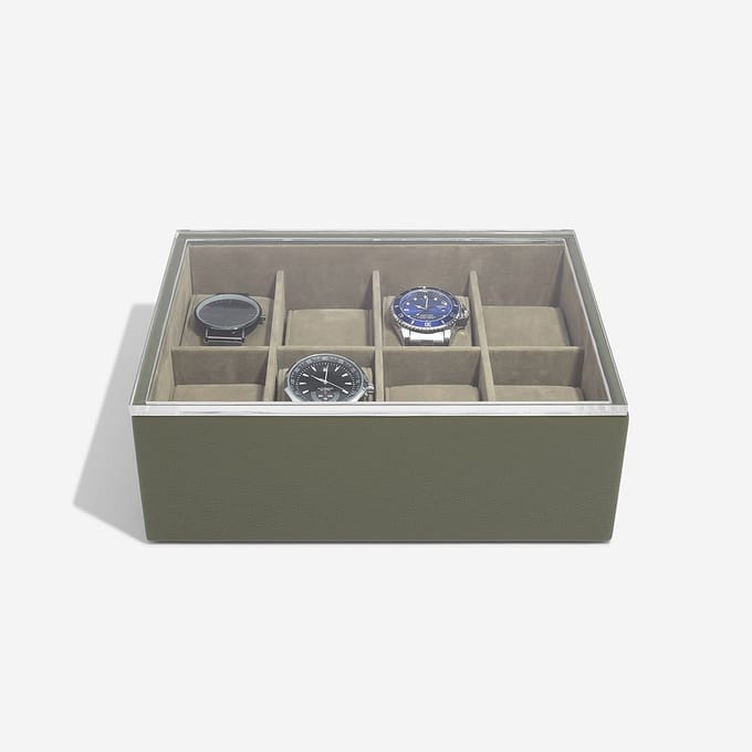 STACKERS OLIVE GREEN - Luxe Horloge Doos - Opbergdoos - 8 horloges - Heren