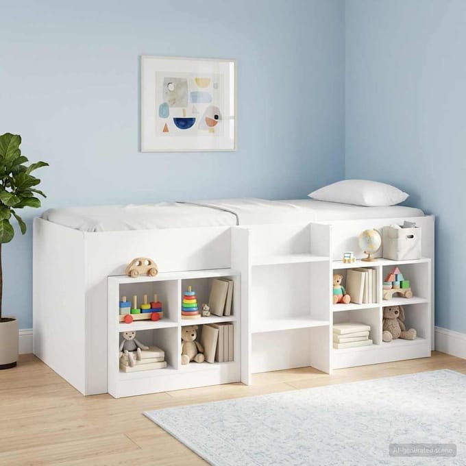 vidaXL - Kinderhoogslaper - Wit - 75 - x - 190 - cm - Bewerkt - hout
