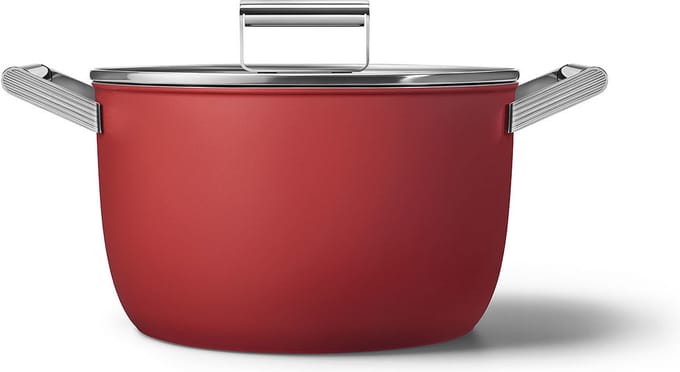 SMEG Kookpan met deksel Rood Mat - ø 26 cm / 7.7 Liter