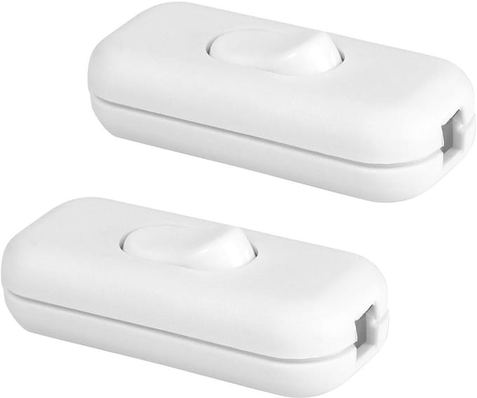 Set van 2 Witte Inline Snoerschakelaars voor Verlichting