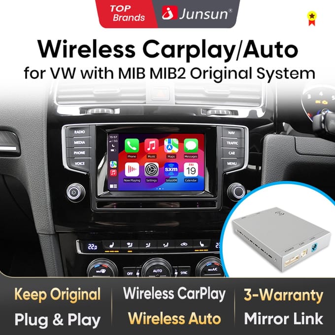 Hexinex Autoradio Draadloze CarPlay Android-decoder GPS SWC Geschikt voor VW Golf 7 Passat B8 Polo Tiguan MIB MIB2
