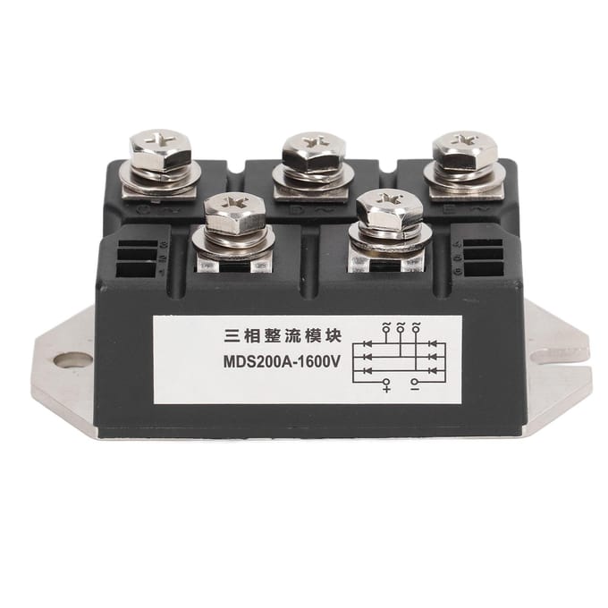 Brugcelgelijkrichter 200A 1600V 3-fase Diode Vermogensmodule Koperen Plaat Warmteafvoer