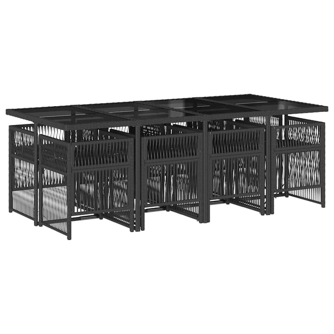 vidaXL - 9-delige - Tuinset - poly - rattan - zwart