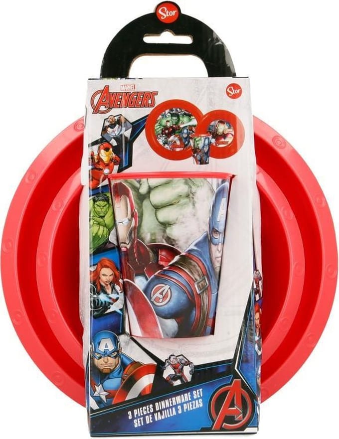 Avengers servies - 3 delig - Marvel Avenger kinderservies - rood