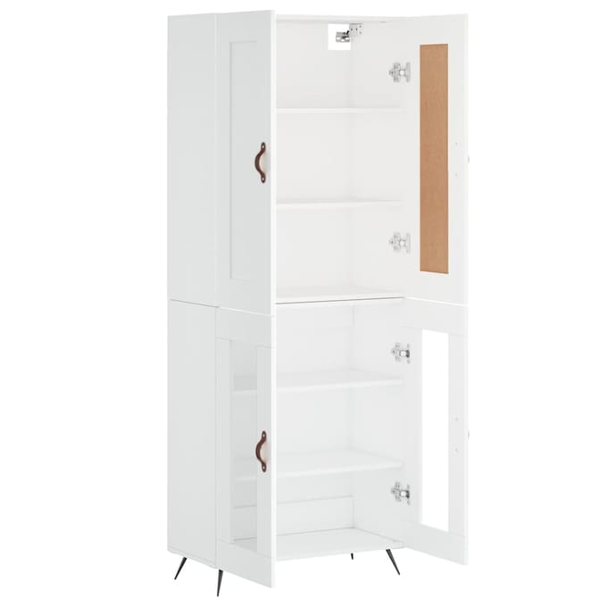 vidaXL - Hoge - kast - 69,5x34x180 - cm - bewerkt - hout - wit