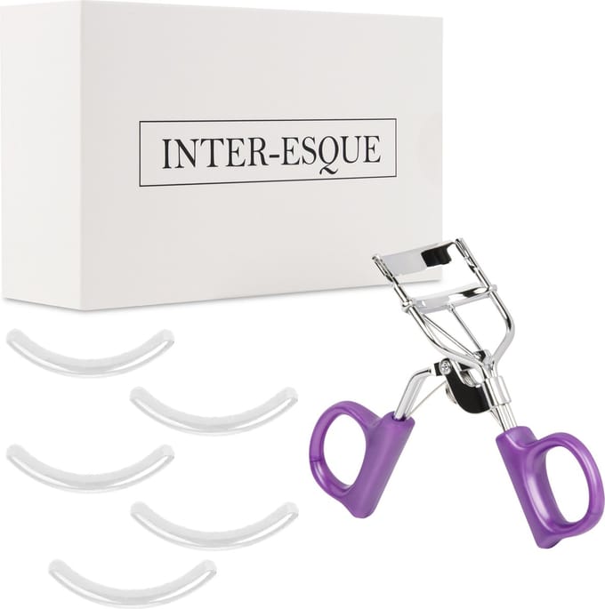 INTER-ESQUE® Wimperkruller - Eyelash Curler - 5 Extra Siliconen Pads - Paars