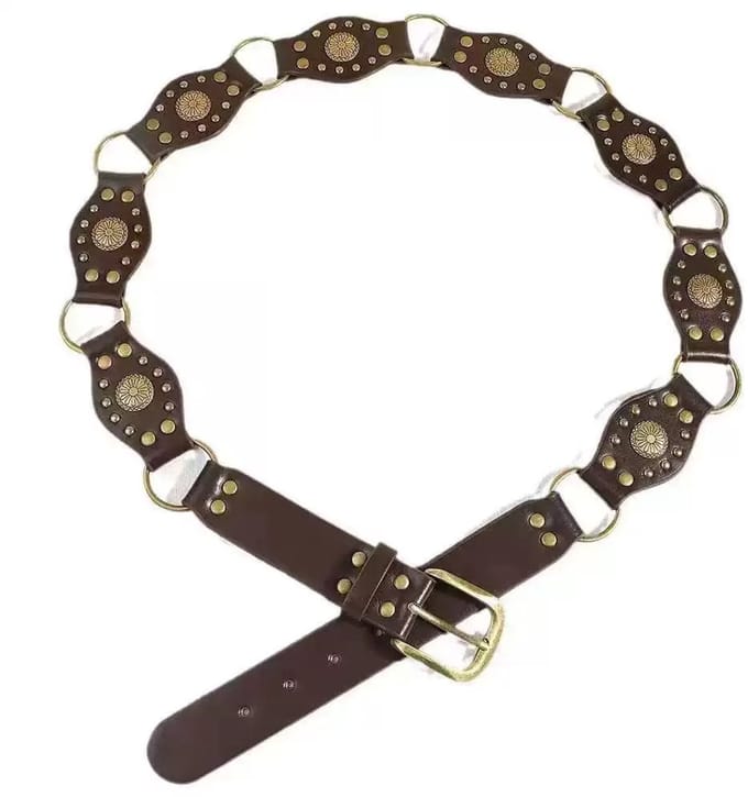 Riem - Damesriem - Bohemian stijl - Bruine leren riem - 100 cm