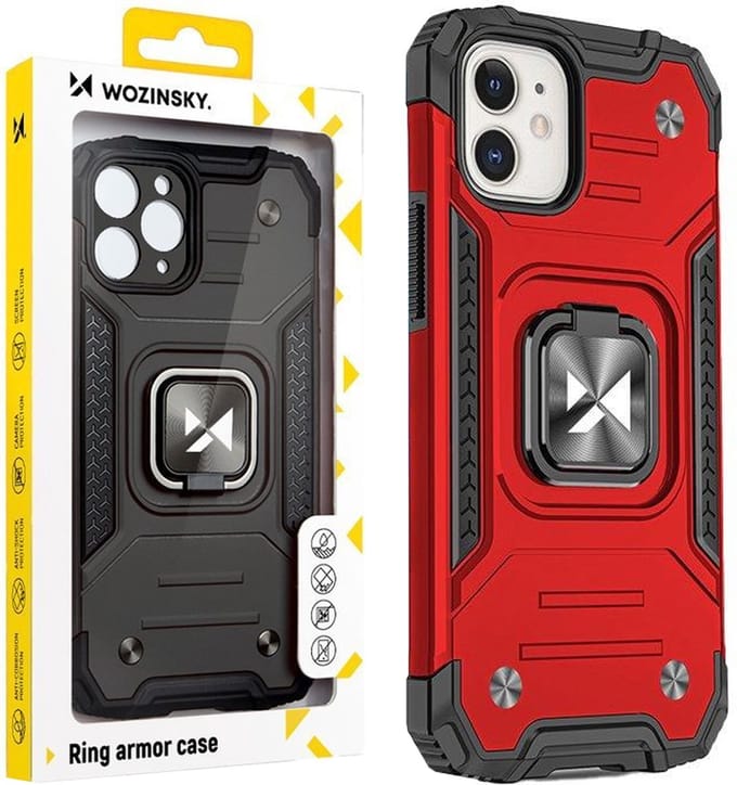 Wozinsky Ring Armor - Beschermhoes - iPhone 14 - Magnetische Ring - Rood