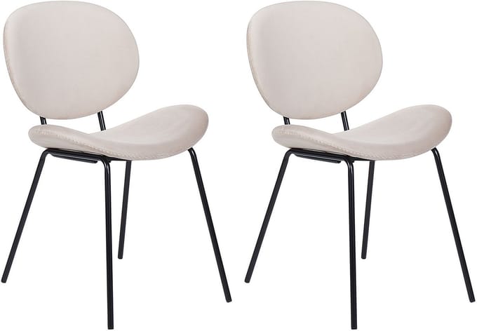 LUANA - Eetkamerstoel set van 2 - Lichtbeige - Fluweel