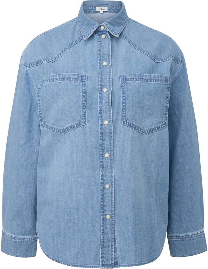 loose fit jeansblouse van puur katoen