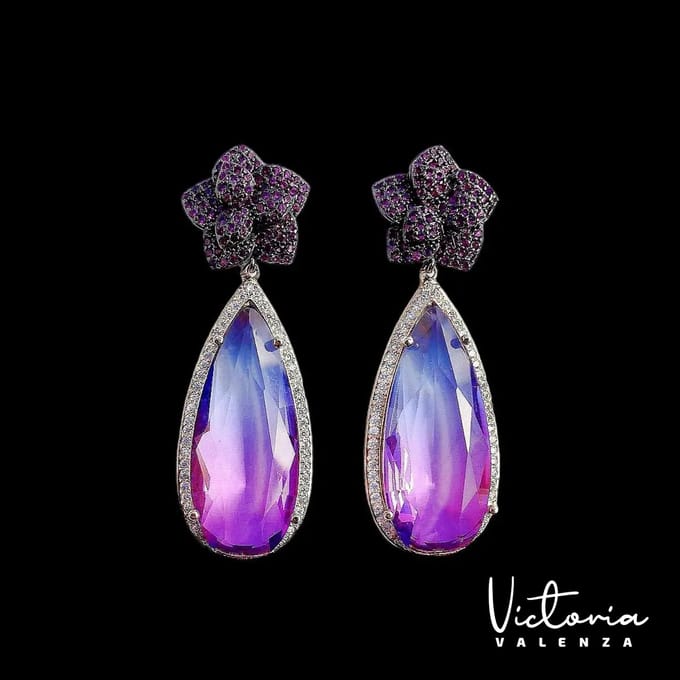 Victoria Valenza Fiore oorknoppen - Messing - Roze Steen - Rosegoud