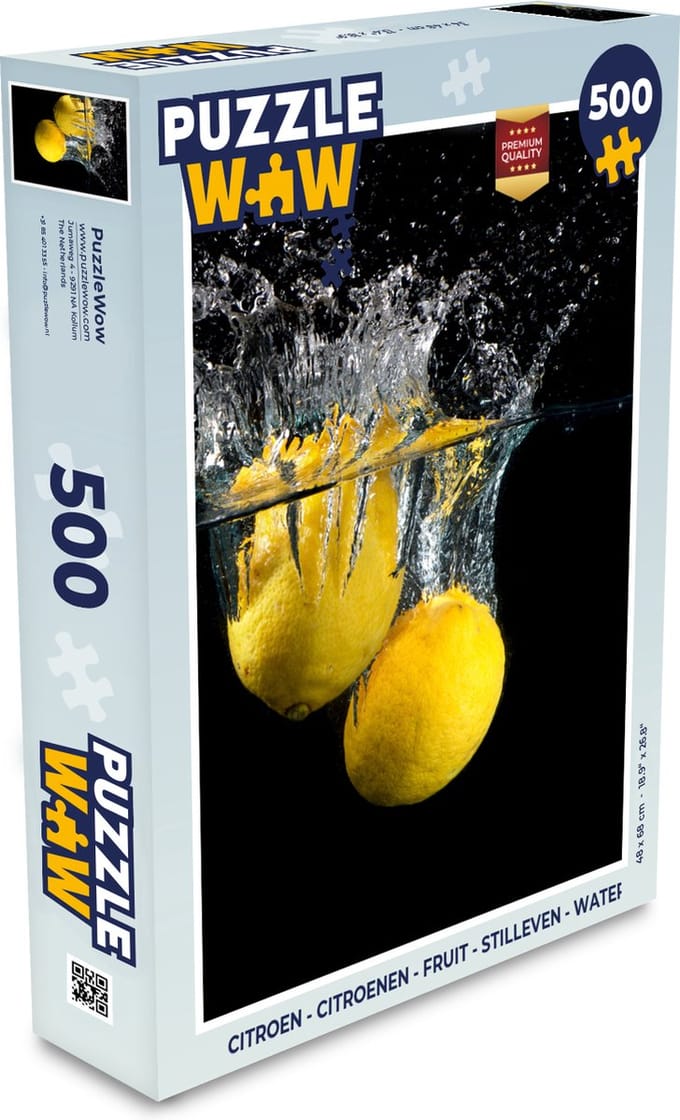 Puzzel Citroen - Fruit - Stilleven - Water - Geel - Legpuzzel - Puzzel 500 stukjes