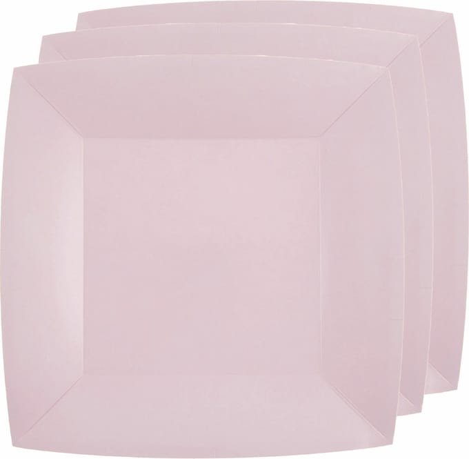 Santex Bordjes karton - 20x - vierkant - licht roze - 23 x 23 cm - feestbordjes