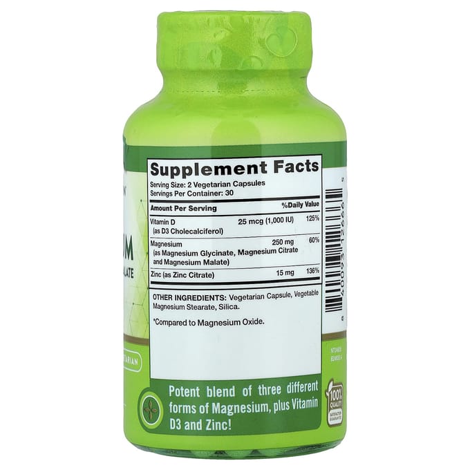 Drievoudig Magnesium + D3 & Zink, 60 Capsules