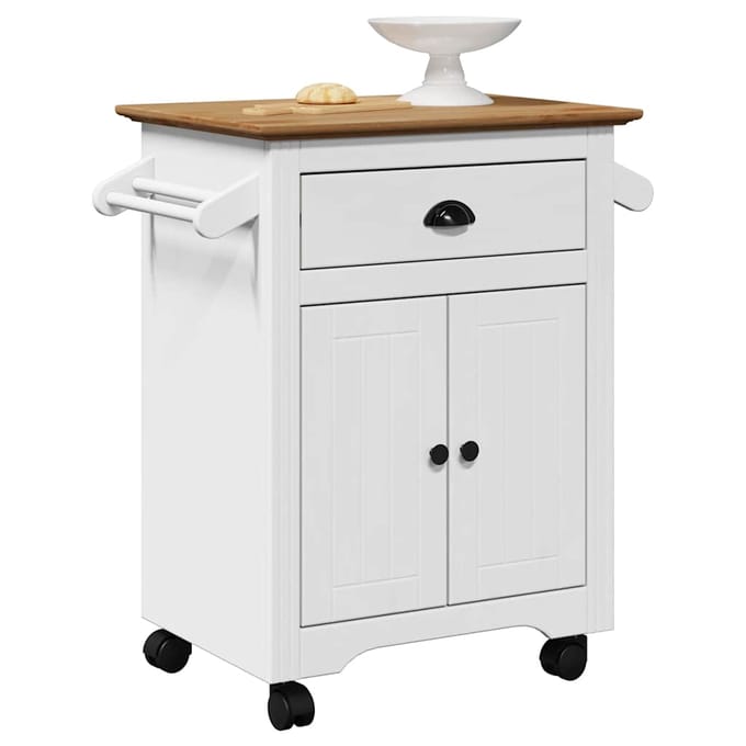 vidaXL - Keukentrolley - BODO - 72x45x80 - cm - wit - en - bruin