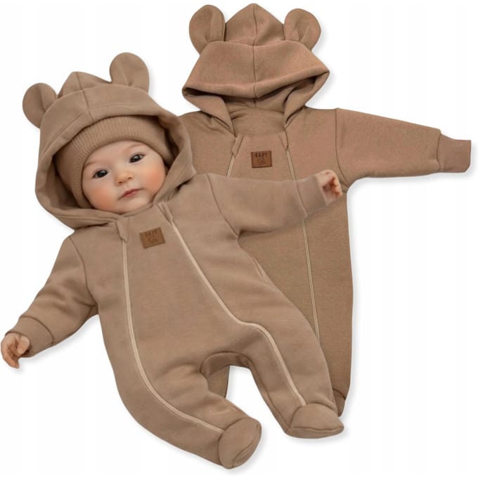Dartomik - Baby Romper - Dubbel Laags - 68 - Cappuccino - Met Oortjes