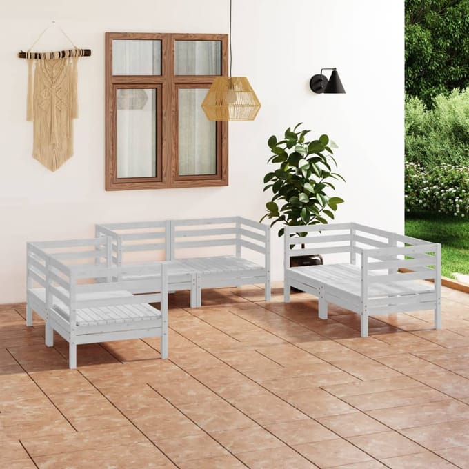 vidaXL - 6-delige - Loungeset - massief - grenenhout - wit