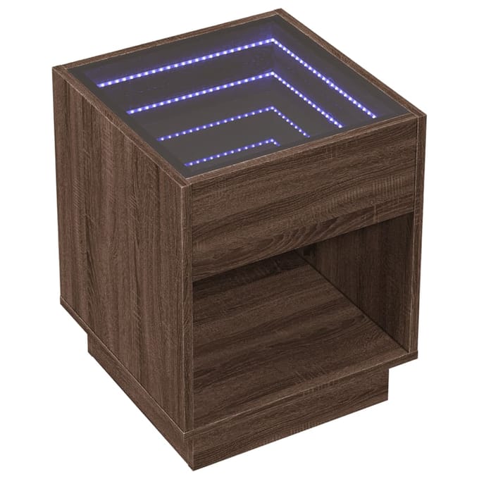 vidaXL - Salontafel - met - Infinity - LED - 40x40x50 - cm - bruin - eikenkleurig