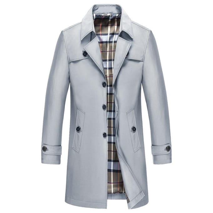 Heren Trenchcoat Herfst en Winter Grote Maat Medium en Lang Herenjack XL gray