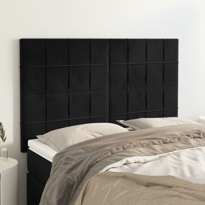 vidaXL - Hoofdbord - zwart - 144x5x118/128 - cm - fluweel