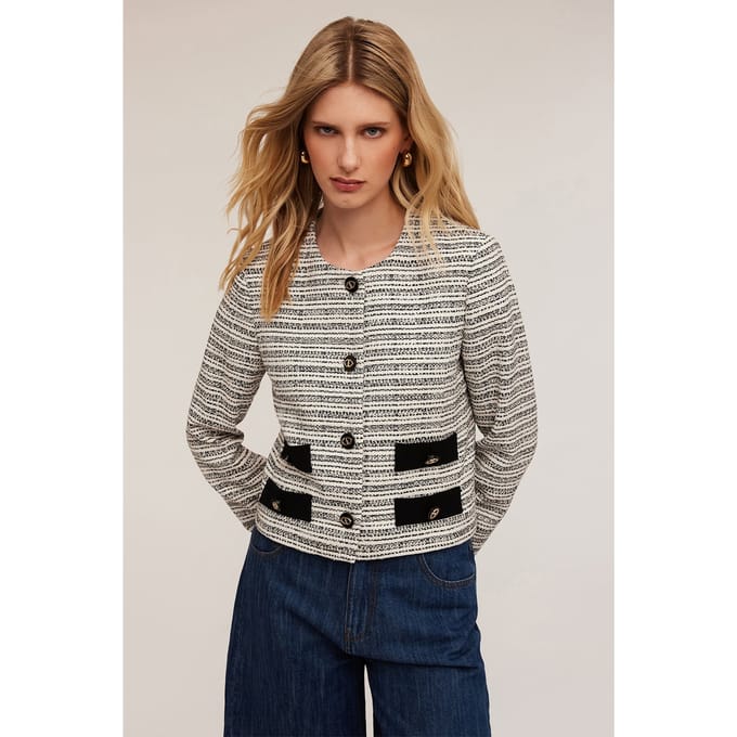 Motivi Tweed Jacket With Pockets Black Taglia: 32 | Giacche di pelle Outlet | Donna | Nero